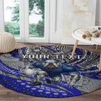 Personalised Canterbury-Bankstown Bulldogs Round Carpet Polynesian Tribal Art Style With Powerful Bulldog Mascot