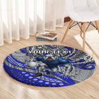 Personalised Canterbury-Bankstown Bulldogs Round Carpet Polynesian Tribal Art Style With Powerful Bulldog Mascot