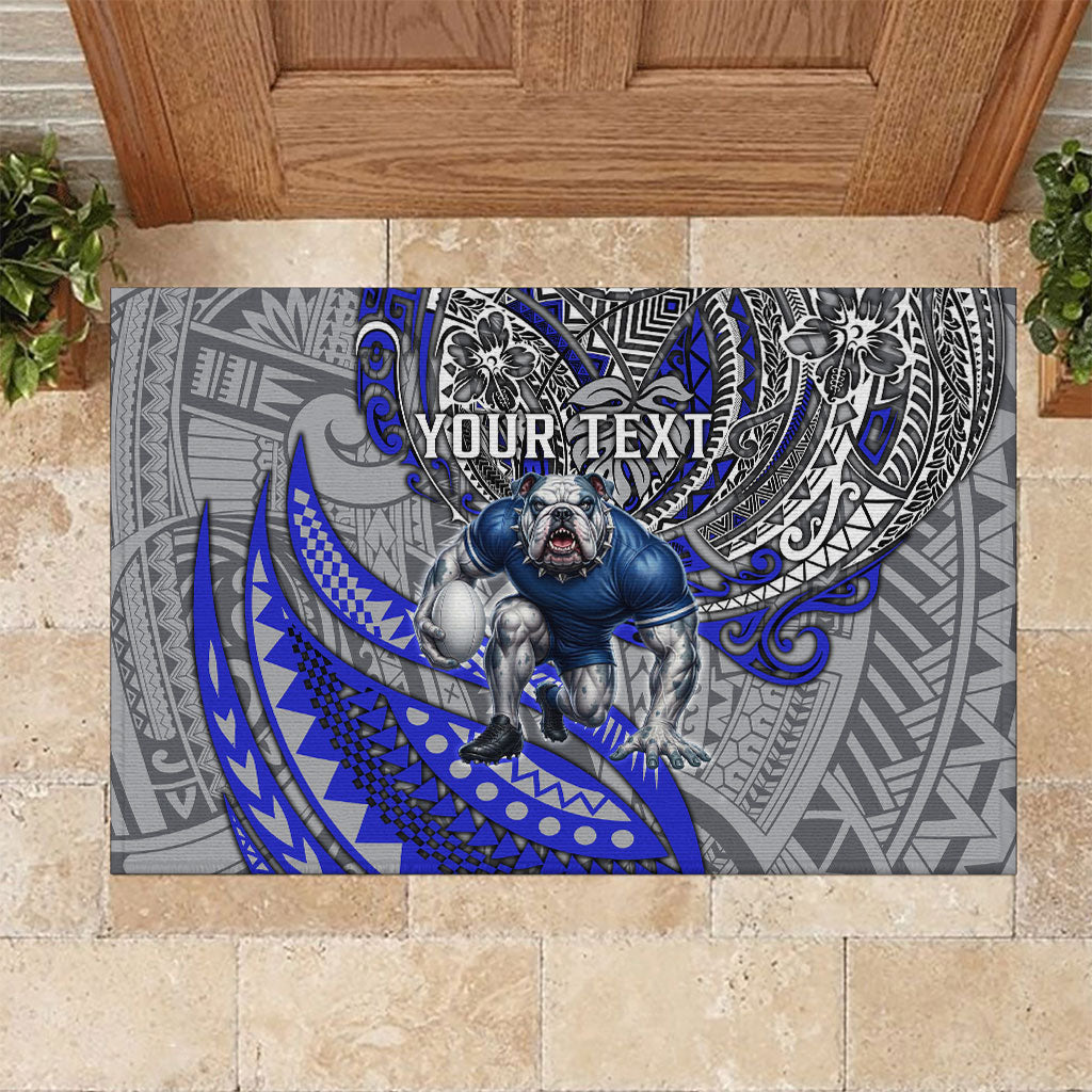 Personalised Canterbury-Bankstown Bulldogs Rubber Doormat Polynesian Tribal Art Style With Powerful Bulldog Mascot