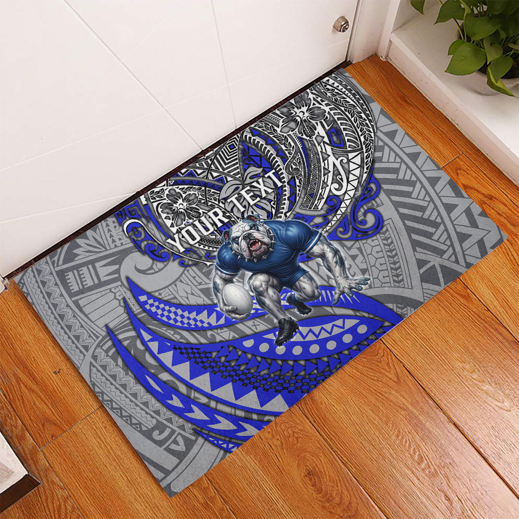Personalised Canterbury-Bankstown Bulldogs Rubber Doormat Polynesian Tribal Art Style With Powerful Bulldog Mascot