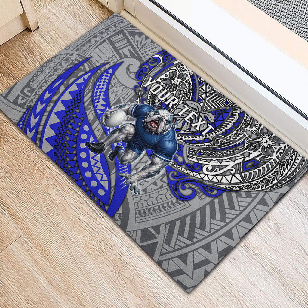Personalised Canterbury-Bankstown Bulldogs Rubber Doormat Polynesian Tribal Art Style With Powerful Bulldog Mascot