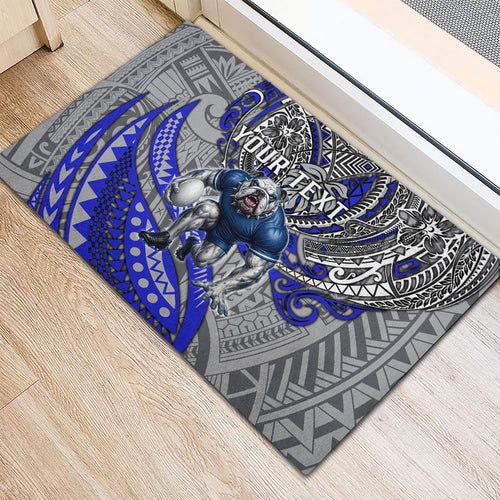 Personalised Canterbury-Bankstown Bulldogs Rubber Doormat Polynesian Tribal Art Style With Powerful Bulldog Mascot