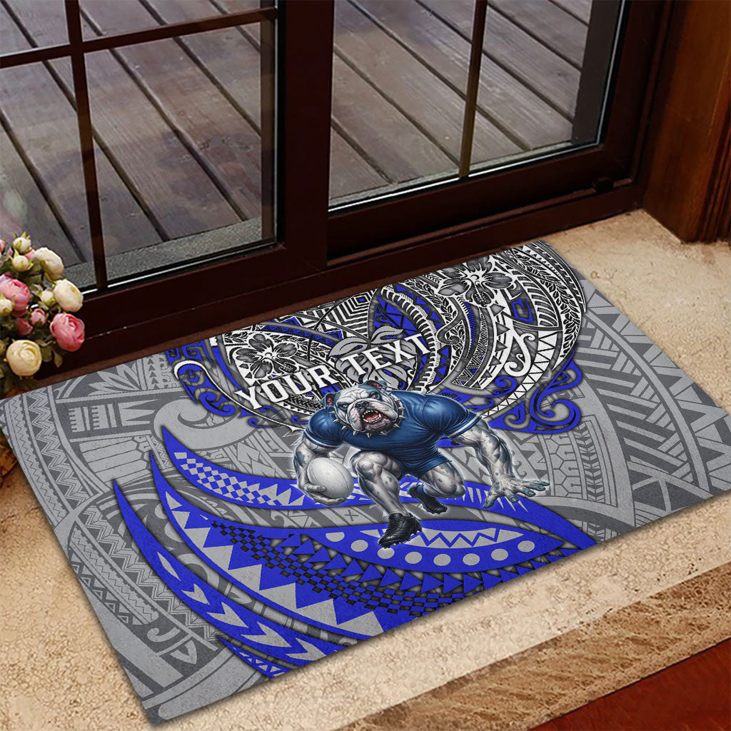 Personalised Canterbury-Bankstown Bulldogs Rubber Doormat Polynesian Tribal Art Style With Powerful Bulldog Mascot