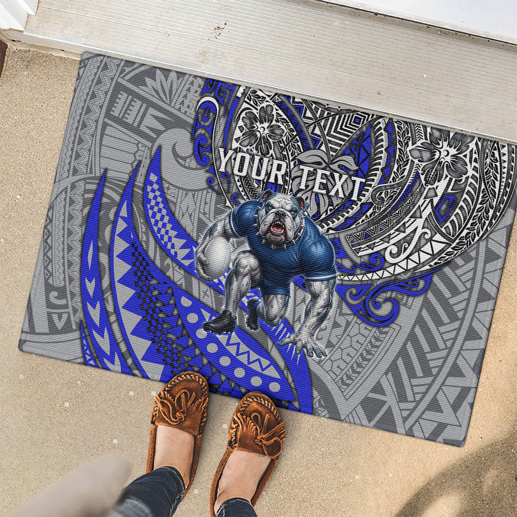 Personalised Canterbury-Bankstown Bulldogs Rubber Doormat Polynesian Tribal Art Style With Powerful Bulldog Mascot