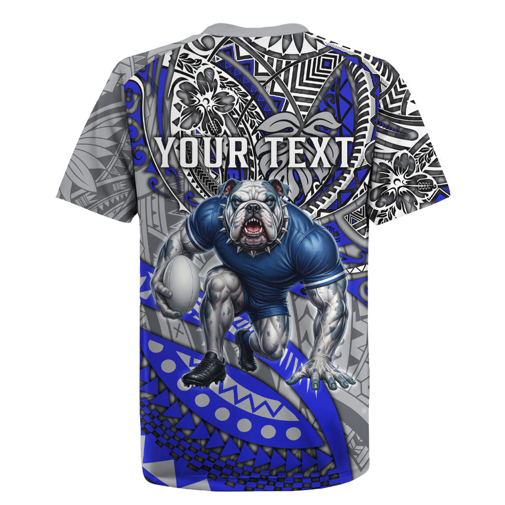Personalised Canterbury-Bankstown Bulldogs Rugby Jersey Polynesian Tribal Art Style With Powerful Bulldog Mascot