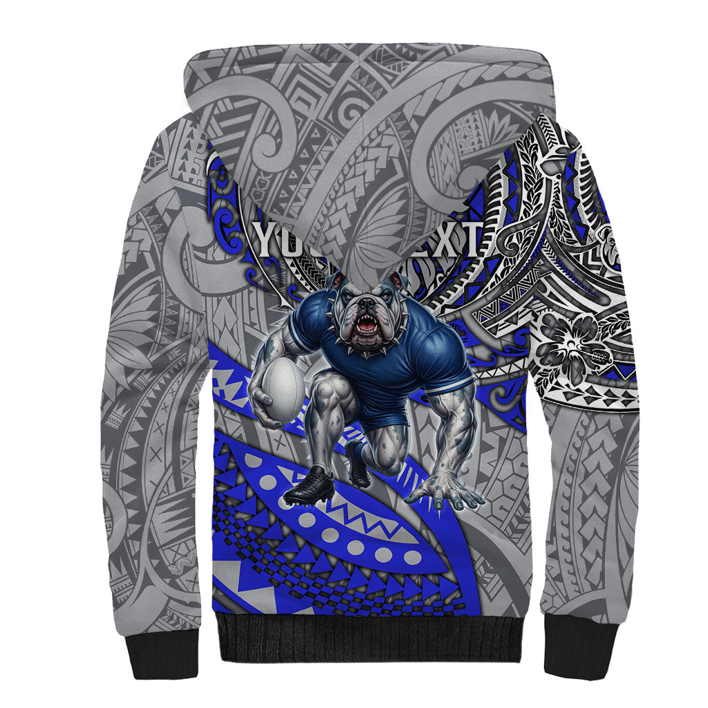 Personalised Canterbury-Bankstown Bulldogs Sherpa Hoodie Polynesian Tribal Art Style With Powerful Bulldog Mascot