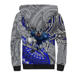 Personalised Canterbury-Bankstown Bulldogs Sherpa Hoodie Polynesian Tribal Art Style With Powerful Bulldog Mascot