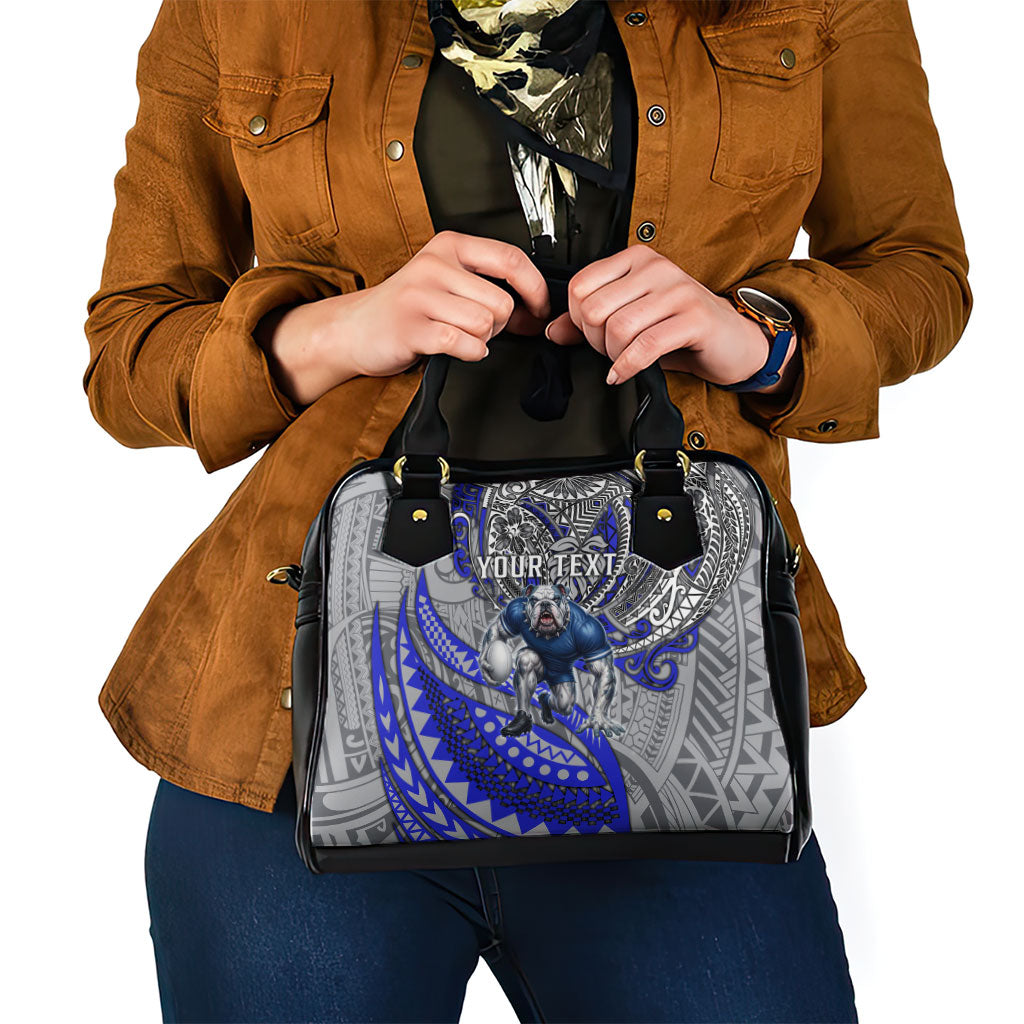 Personalised Canterbury-Bankstown Bulldogs Shoulder Handbag Polynesian Tribal Art Style With Powerful Bulldog Mascot