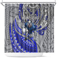 Personalised Canterbury-Bankstown Bulldogs Shower Curtain Polynesian Tribal Art Style With Powerful Bulldog Mascot