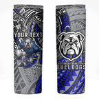 Personalised Canterbury-Bankstown Bulldogs Skinny Tumbler Polynesian Tribal Art Style With Powerful Bulldog Mascot