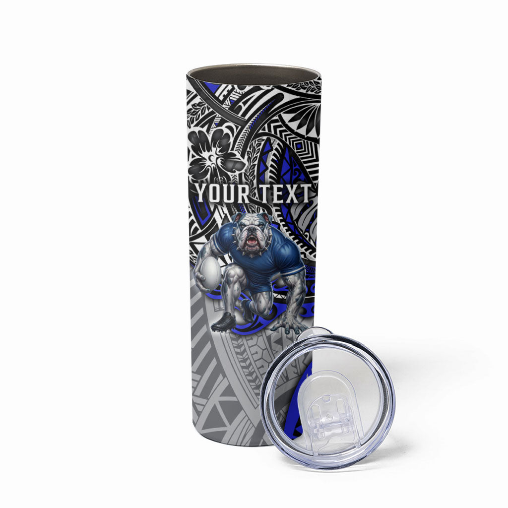Personalised Canterbury-Bankstown Bulldogs Skinny Tumbler Polynesian Tribal Art Style With Powerful Bulldog Mascot