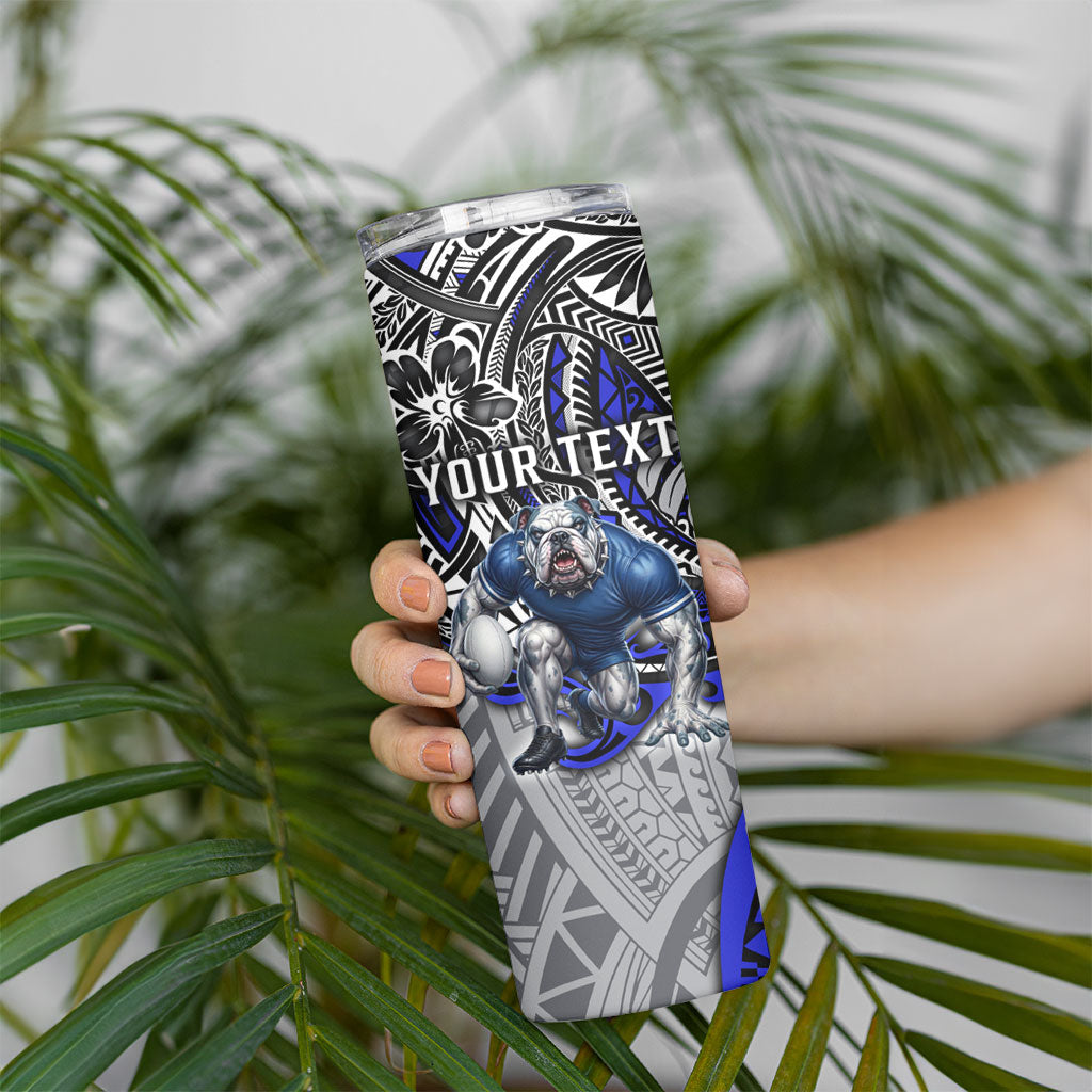 Personalised Canterbury-Bankstown Bulldogs Skinny Tumbler Polynesian Tribal Art Style With Powerful Bulldog Mascot