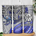 Personalised Canterbury-Bankstown Bulldogs Skinny Tumbler Polynesian Tribal Art Style With Powerful Bulldog Mascot