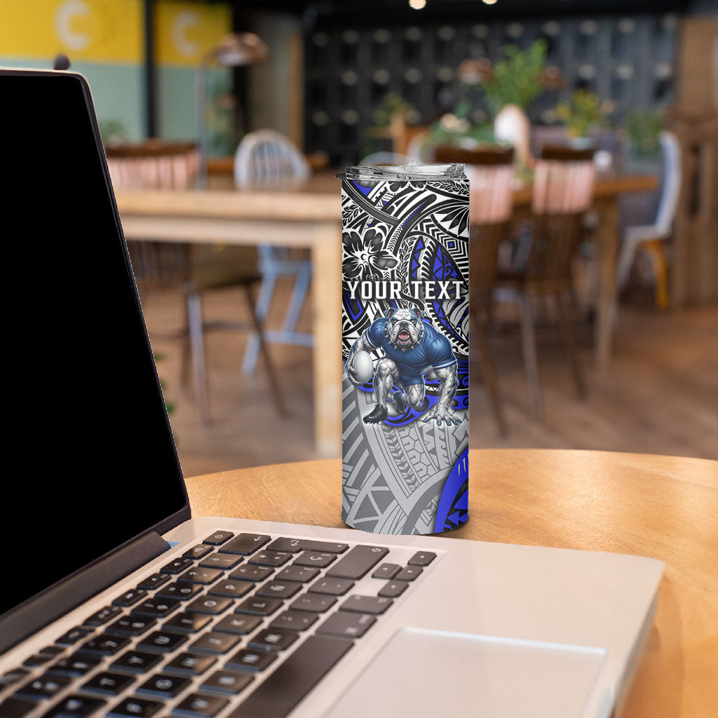 Personalised Canterbury-Bankstown Bulldogs Skinny Tumbler Polynesian Tribal Art Style With Powerful Bulldog Mascot