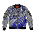 Personalised Canterbury-Bankstown Bulldogs Sleeve Zip Bomber Jacket Polynesian Tribal Art Style With Powerful Bulldog Mascot