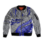 Personalised Canterbury-Bankstown Bulldogs Sleeve Zip Bomber Jacket Polynesian Tribal Art Style With Powerful Bulldog Mascot