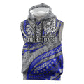 Personalised Canterbury-Bankstown Bulldogs Sleeveless Hoodie Polynesian Tribal Art Style With Powerful Bulldog Mascot