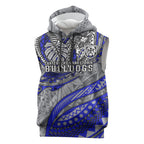 Personalised Canterbury-Bankstown Bulldogs Sleeveless Hoodie Polynesian Tribal Art Style With Powerful Bulldog Mascot