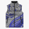 Personalised Canterbury-Bankstown Bulldogs Sleeveless Puffer Jacket Polynesian Tribal Art Style With Powerful Bulldog Mascot