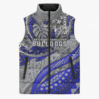Personalised Canterbury-Bankstown Bulldogs Sleeveless Puffer Jacket Polynesian Tribal Art Style With Powerful Bulldog Mascot