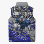Personalised Canterbury-Bankstown Bulldogs Sleeveless Puffer Jacket Polynesian Tribal Art Style With Powerful Bulldog Mascot