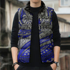 Personalised Canterbury-Bankstown Bulldogs Sleeveless Puffer Jacket Polynesian Tribal Art Style With Powerful Bulldog Mascot