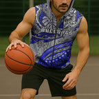 Personalised Canterbury-Bankstown Bulldogs Sleeveless Zip Hoodie Polynesian Tribal Art Style With Powerful Bulldog Mascot
