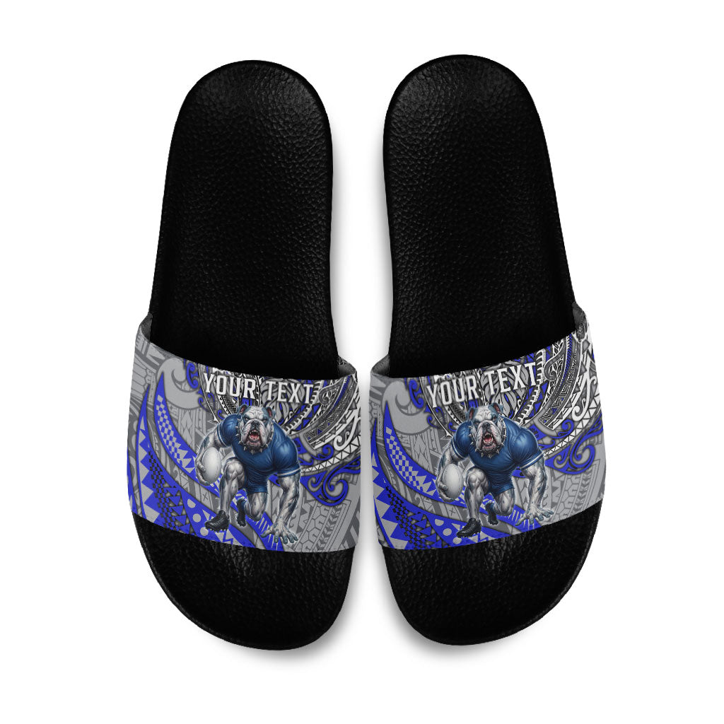 Personalised Canterbury-Bankstown Bulldogs Slide Sandals Polynesian Tribal Art Style With Powerful Bulldog Mascot