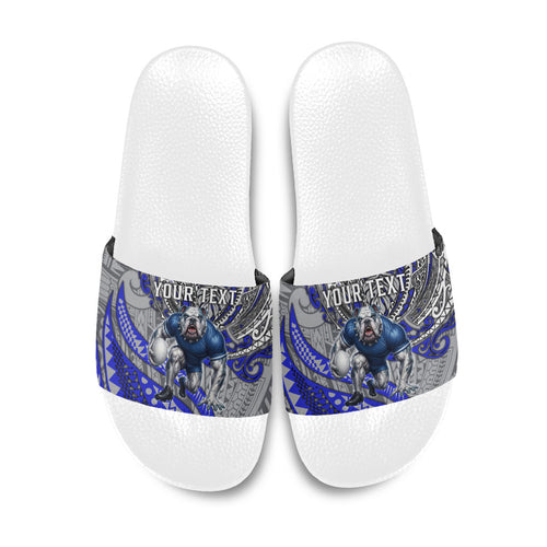 Personalised Canterbury-Bankstown Bulldogs Slide Sandals Polynesian Tribal Art Style With Powerful Bulldog Mascot