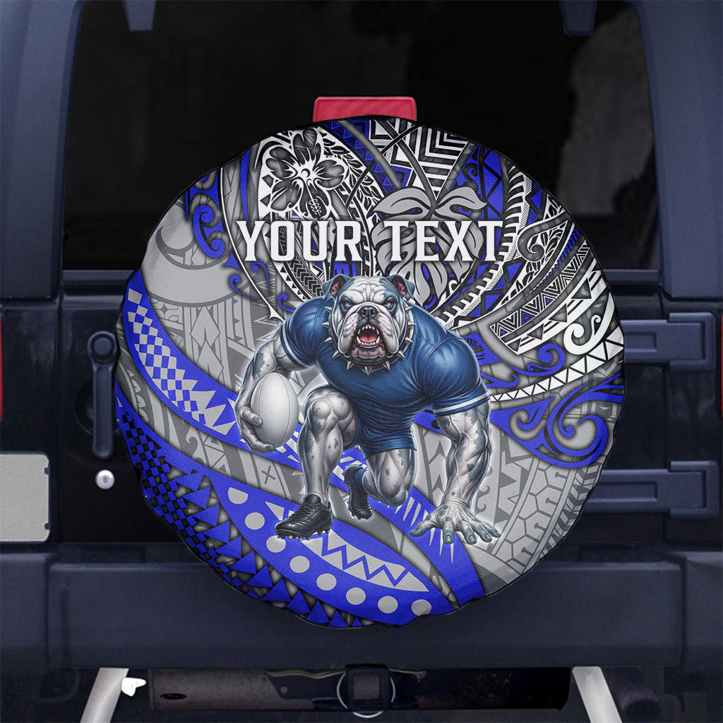 Personalised Canterbury-Bankstown Bulldogs Spare Tire Cover Polynesian Tribal Art Style With Powerful Bulldog Mascot