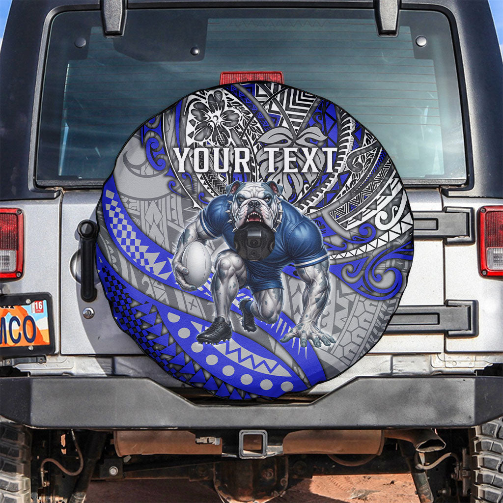 Personalised Canterbury-Bankstown Bulldogs Spare Tire Cover Polynesian Tribal Art Style With Powerful Bulldog Mascot