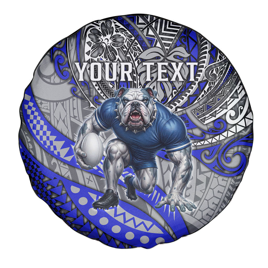 Personalised Canterbury-Bankstown Bulldogs Spare Tire Cover Polynesian Tribal Art Style With Powerful Bulldog Mascot