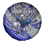 Personalised Canterbury-Bankstown Bulldogs Spare Tire Cover Polynesian Tribal Art Style With Powerful Bulldog Mascot
