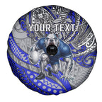 Personalised Canterbury-Bankstown Bulldogs Spare Tire Cover Polynesian Tribal Art Style With Powerful Bulldog Mascot