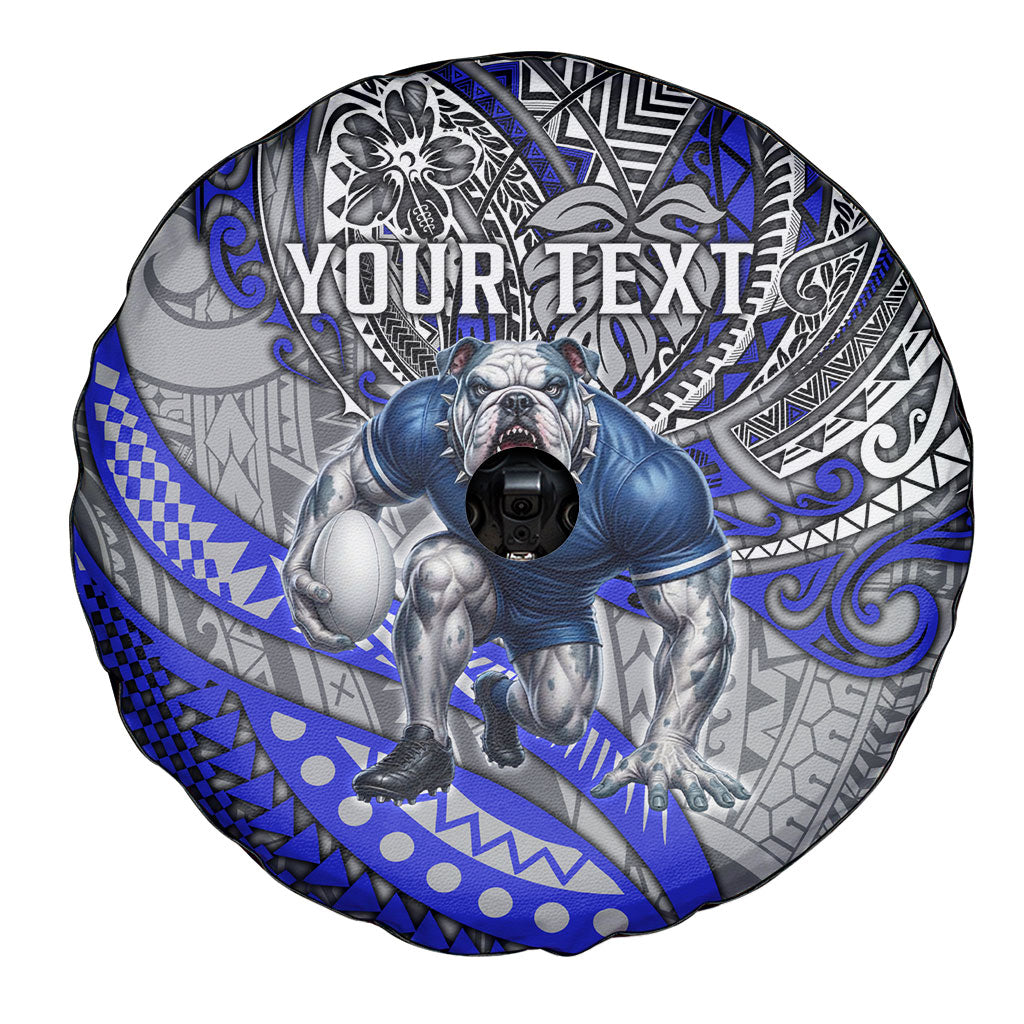 Personalised Canterbury-Bankstown Bulldogs Spare Tire Cover Polynesian Tribal Art Style With Powerful Bulldog Mascot