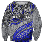 Personalised Canterbury-Bankstown Bulldogs Sweatshirt Polynesian Tribal Art Style With Powerful Bulldog Mascot