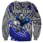 Personalised Canterbury-Bankstown Bulldogs Sweatshirt Polynesian Tribal Art Style With Powerful Bulldog Mascot
