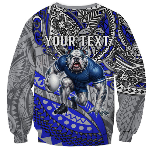 Personalised Canterbury-Bankstown Bulldogs Sweatshirt Polynesian Tribal Art Style With Powerful Bulldog Mascot