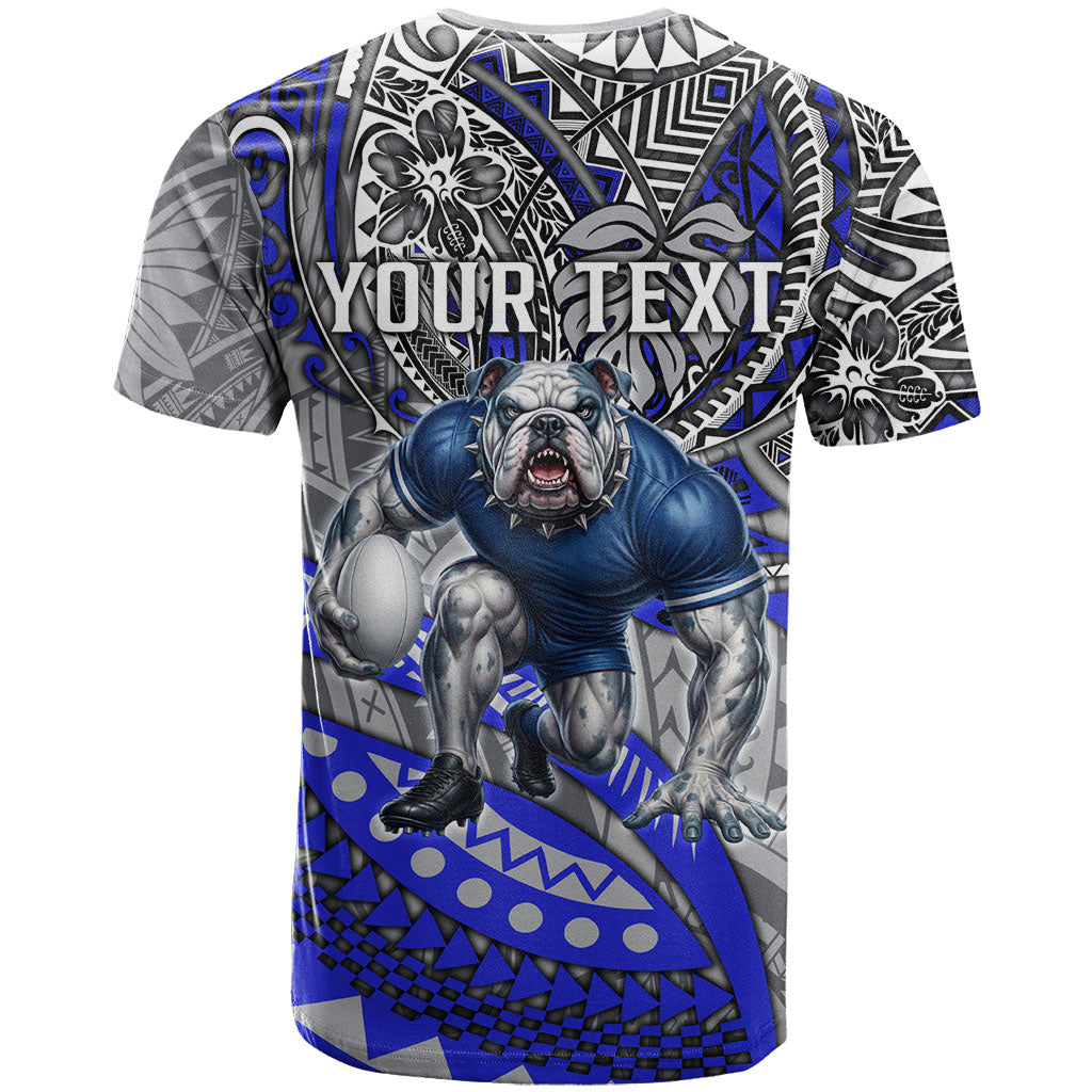Personalised Canterbury-Bankstown Bulldogs T Shirt Polynesian Tribal Art Style With Powerful Bulldog Mascot