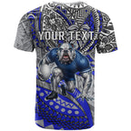 Personalised Canterbury-Bankstown Bulldogs T Shirt Polynesian Tribal Art Style With Powerful Bulldog Mascot