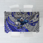 Personalised Canterbury-Bankstown Bulldogs Tablecloth Polynesian Tribal Art Style With Powerful Bulldog Mascot