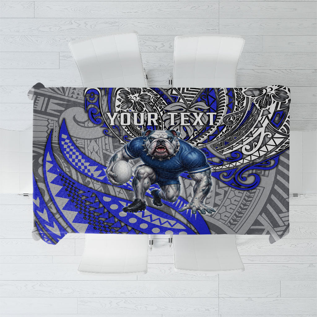 Personalised Canterbury-Bankstown Bulldogs Tablecloth Polynesian Tribal Art Style With Powerful Bulldog Mascot