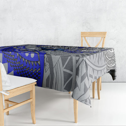 Personalised Canterbury-Bankstown Bulldogs Tablecloth Polynesian Tribal Art Style With Powerful Bulldog Mascot