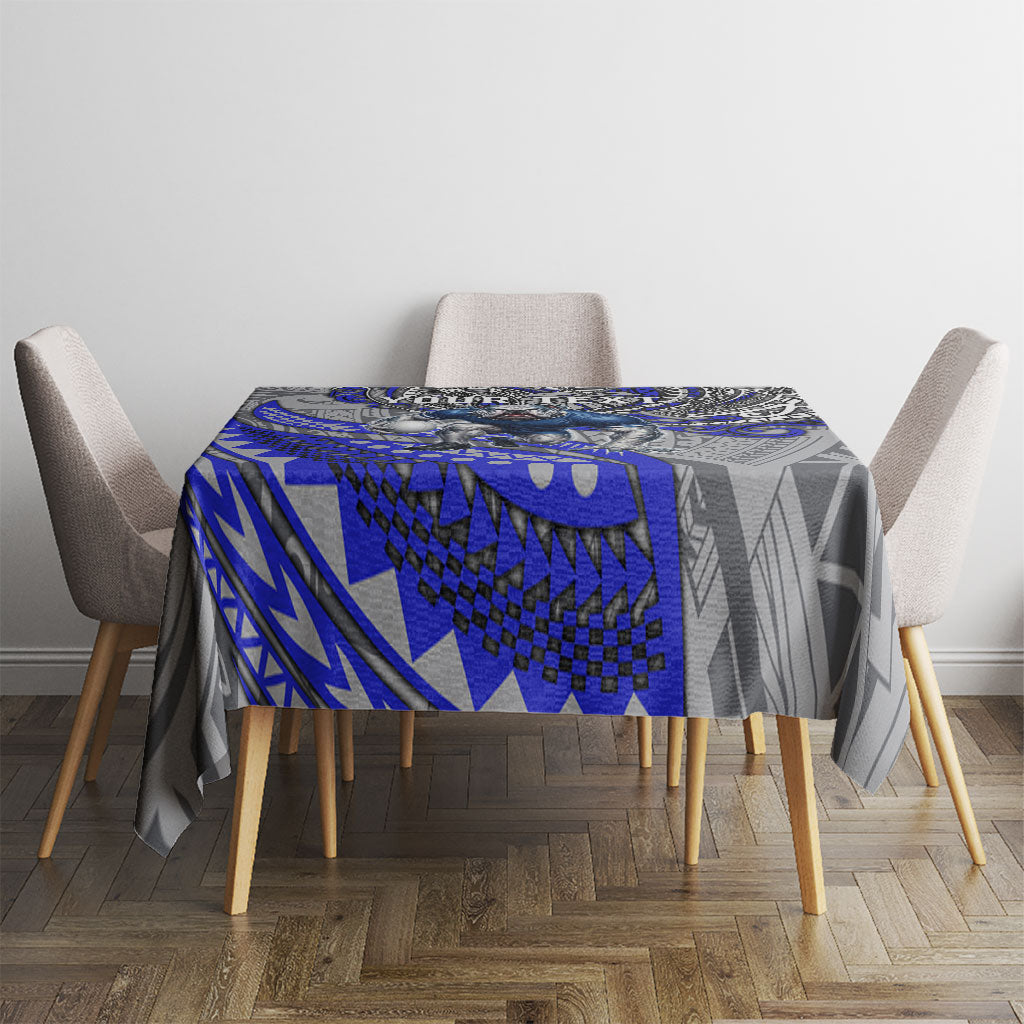 Personalised Canterbury-Bankstown Bulldogs Tablecloth Polynesian Tribal Art Style With Powerful Bulldog Mascot