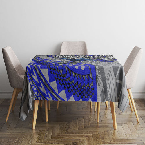 Personalised Canterbury-Bankstown Bulldogs Tablecloth Polynesian Tribal Art Style With Powerful Bulldog Mascot
