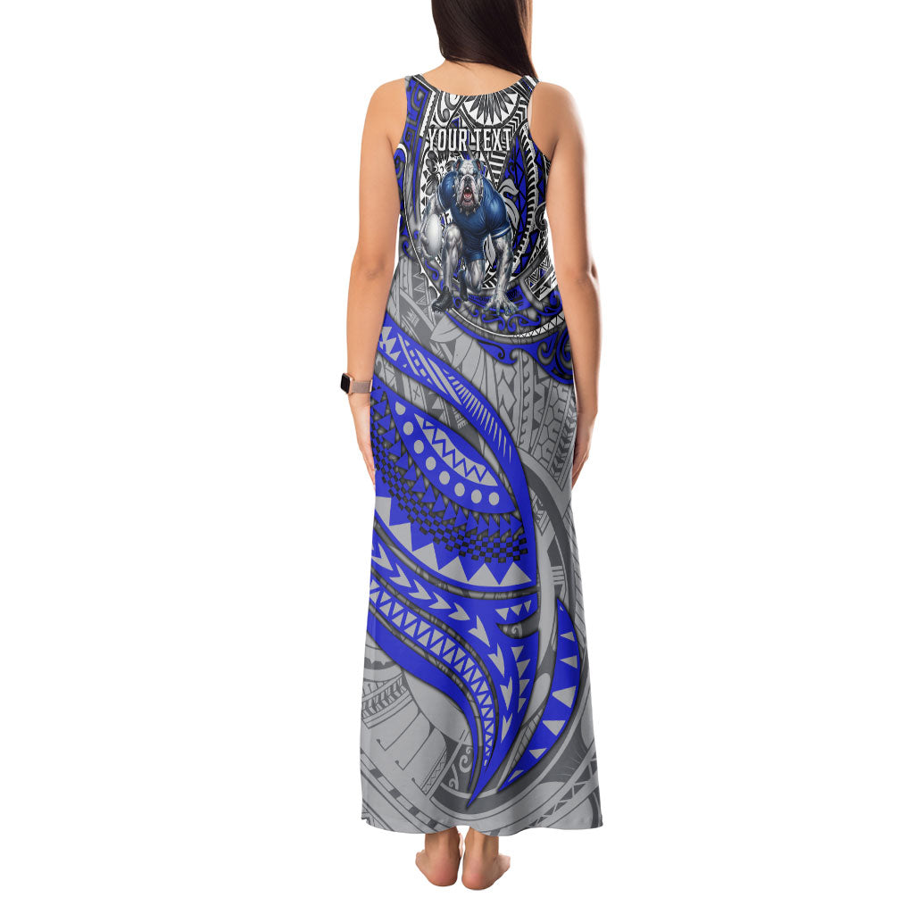Personalised Canterbury-Bankstown Bulldogs Tank Maxi Dress Polynesian Tribal Art Style With Powerful Bulldog Mascot