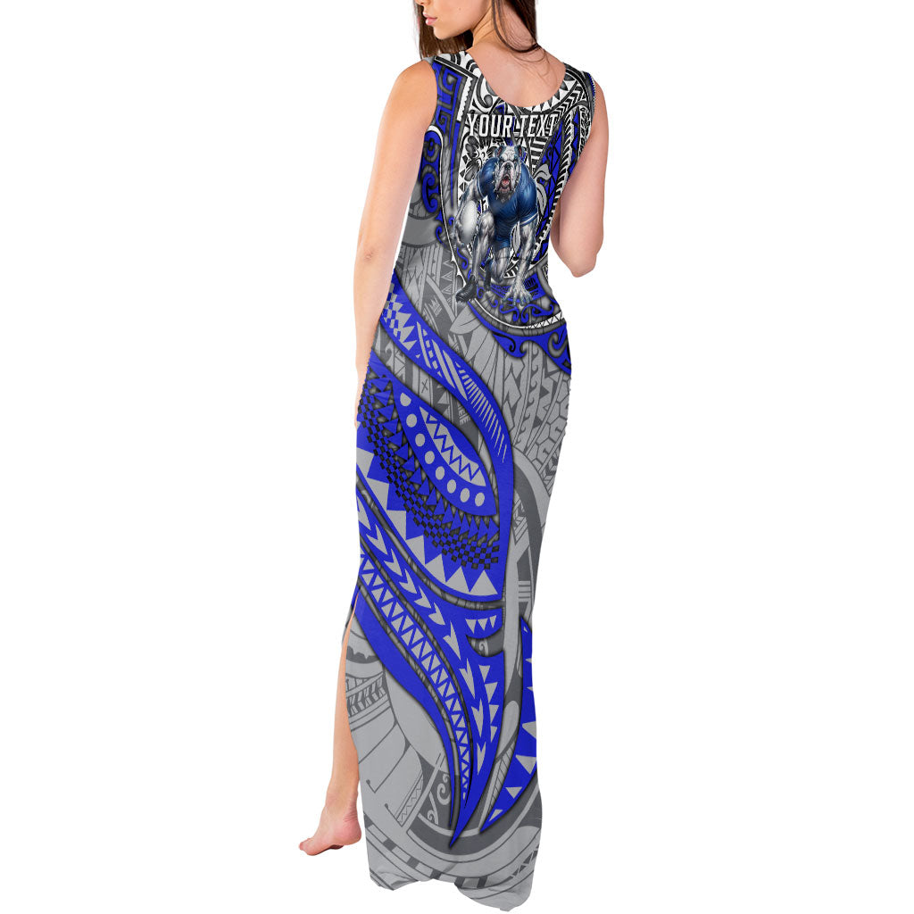 Personalised Canterbury-Bankstown Bulldogs Tank Maxi Dress Polynesian Tribal Art Style With Powerful Bulldog Mascot