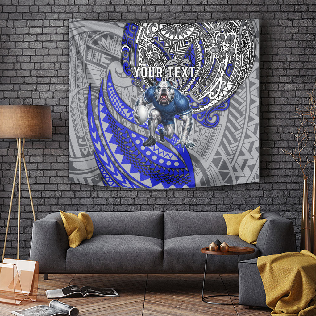 Personalised Canterbury-Bankstown Bulldogs Tapestry Polynesian Tribal Art Style With Powerful Bulldog Mascot
