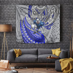 Personalised Canterbury-Bankstown Bulldogs Tapestry Polynesian Tribal Art Style With Powerful Bulldog Mascot