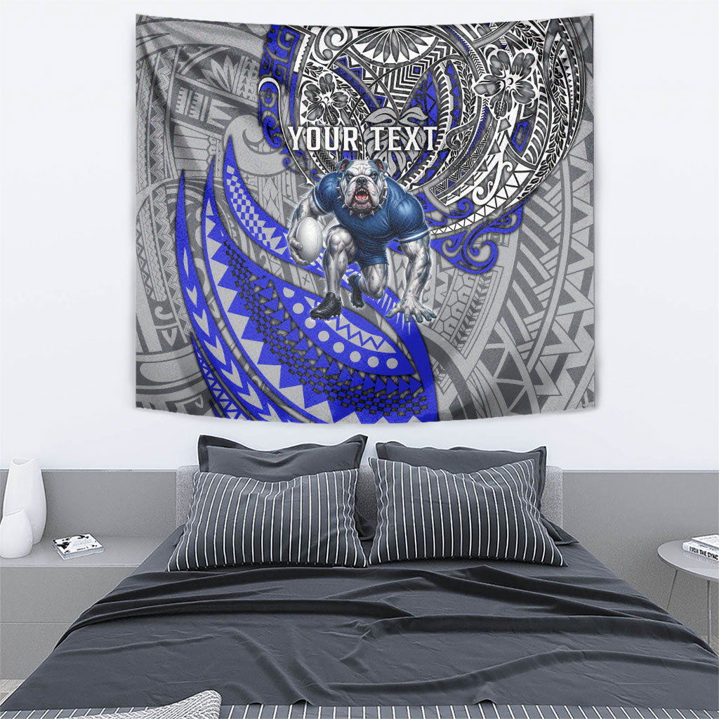 Personalised Canterbury-Bankstown Bulldogs Tapestry Polynesian Tribal Art Style With Powerful Bulldog Mascot